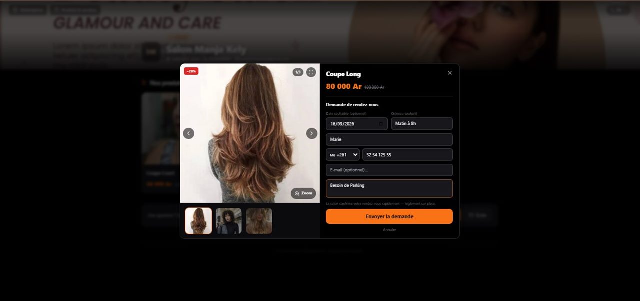 Salon de beauté — Prise de RDV