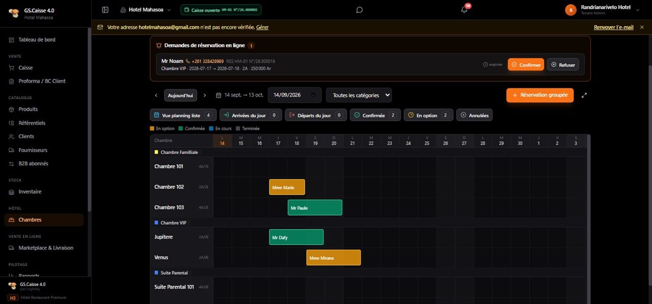Hôtel-restaurant — Planning
